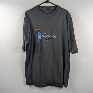 Shades Signature Series XL Vintage 90s Embroidered Basketball Tee Faded Black